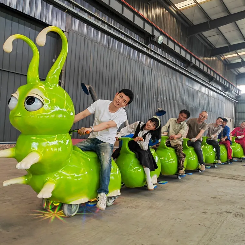 Outdoor Square Amusement Train Caterpillar Sightseeing Amusement Children Ride Amusement Luminous Car