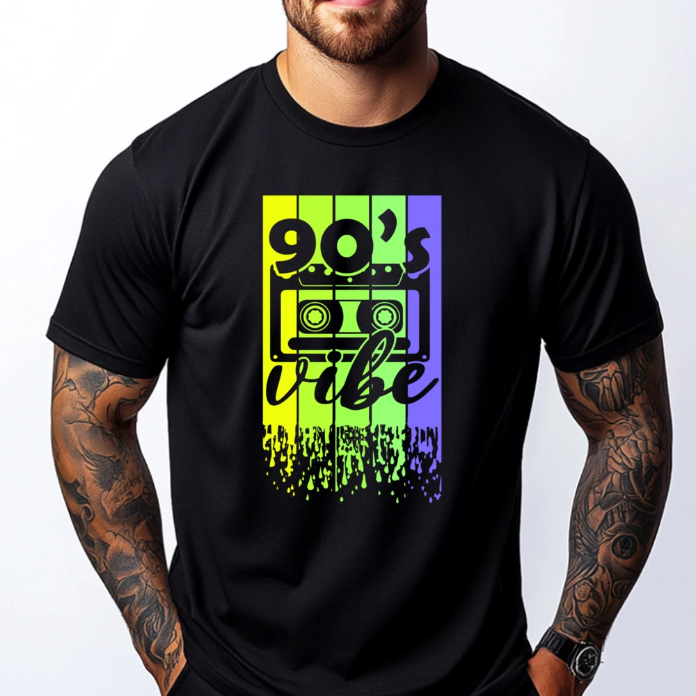 

Throwback 90s Vibe Cassette Music Men Clothes White T Shirt Men T Shirts For Men SOFT Sale Game