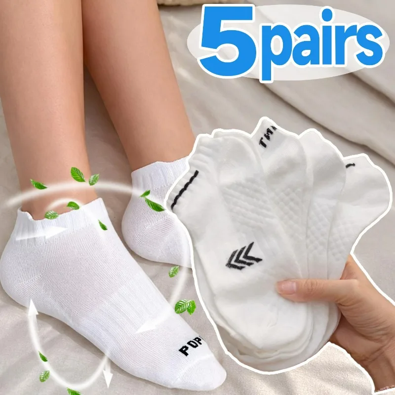 1/5pairs Breathable Absorb Sweat Socks Women Men Short Athletic Socks for Running Basketball Anti Slip Thin Sport Socks Summer