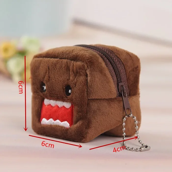 Cute Domo Kun peluche portamonete portachiavi portafoglio Cartoon Anime Cube Coin Pouch Case Kawaii Money Bag Mini Storage Bag