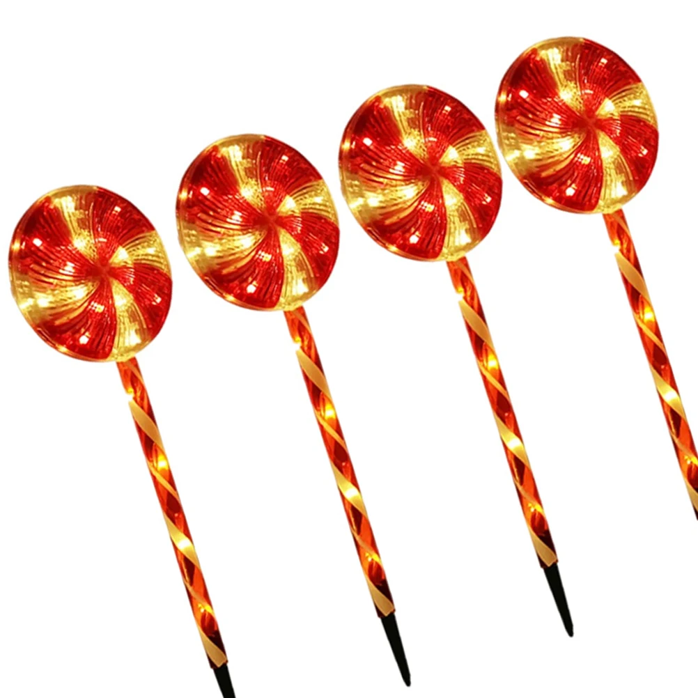 

1 Set Outdoor Waterproof Led Solar Lollipop Design Christmas Candy Red Reusable Durable Eco-Friendly Garden Lawn