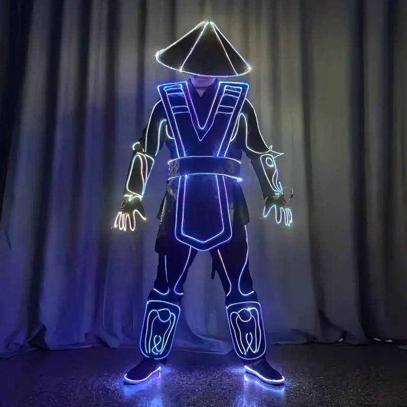 Seven-colored fiber optic costumes, dance performance costumes, cool color-changing props, glowing costumes