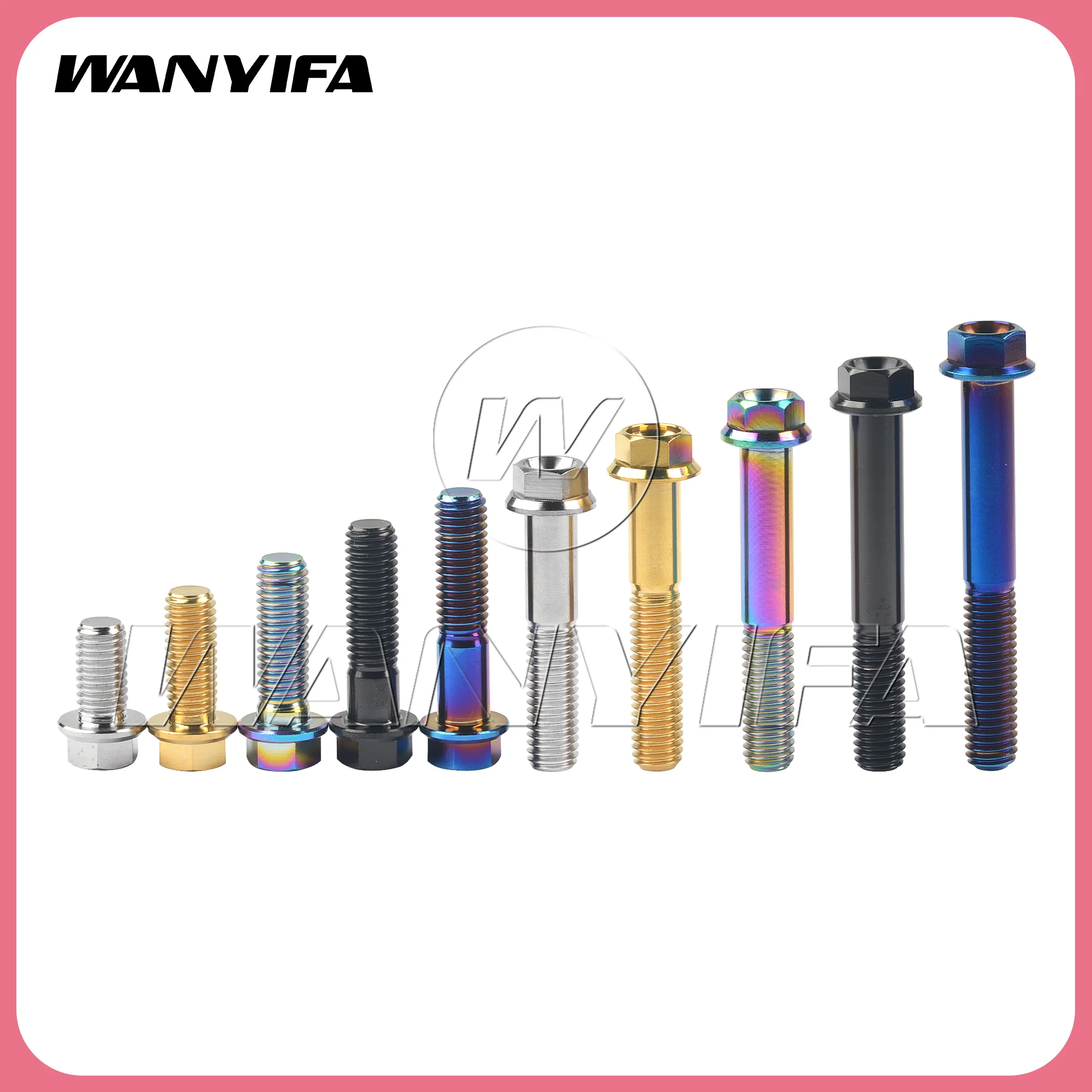 Wanyifa  Titanium Bolt  M6M8x10/15/20/25/30/35/40/45 50/55/60/65/70/ 75/80/90/100mm Flange Hex Allen Head Screws Ti Fasteners