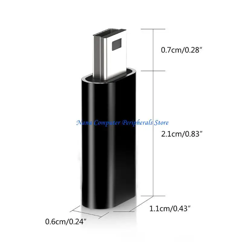 F68C 미니 USB에서 USB C ADAPTER 타입 C 암에서 미니 USB 남성 컨버터 충전 어댑터 480mbps 노트북 전화 노트북