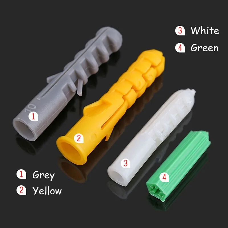 M4 M5 M6 M8 M10 M12 M14Plastik Pipa Ekspansi Tabung Steker Karet Colokan Dinding 20-100 Buah Jangkar Bergaris Plastik untuk Sekrup Penyadapan Sendiri