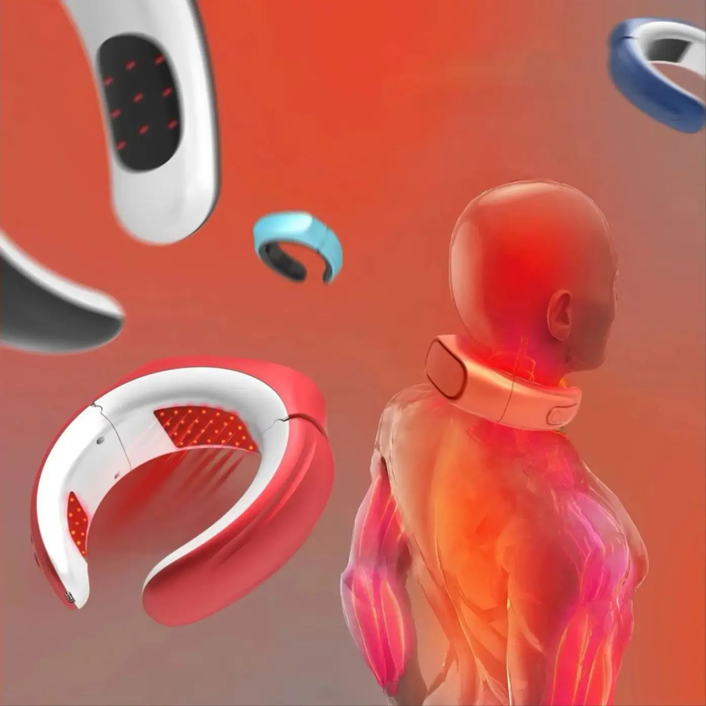 

LED Red Light Device for Cervical Pain Relief, Relaxation & Muscle Recovery, Rechargeable & Adjustable