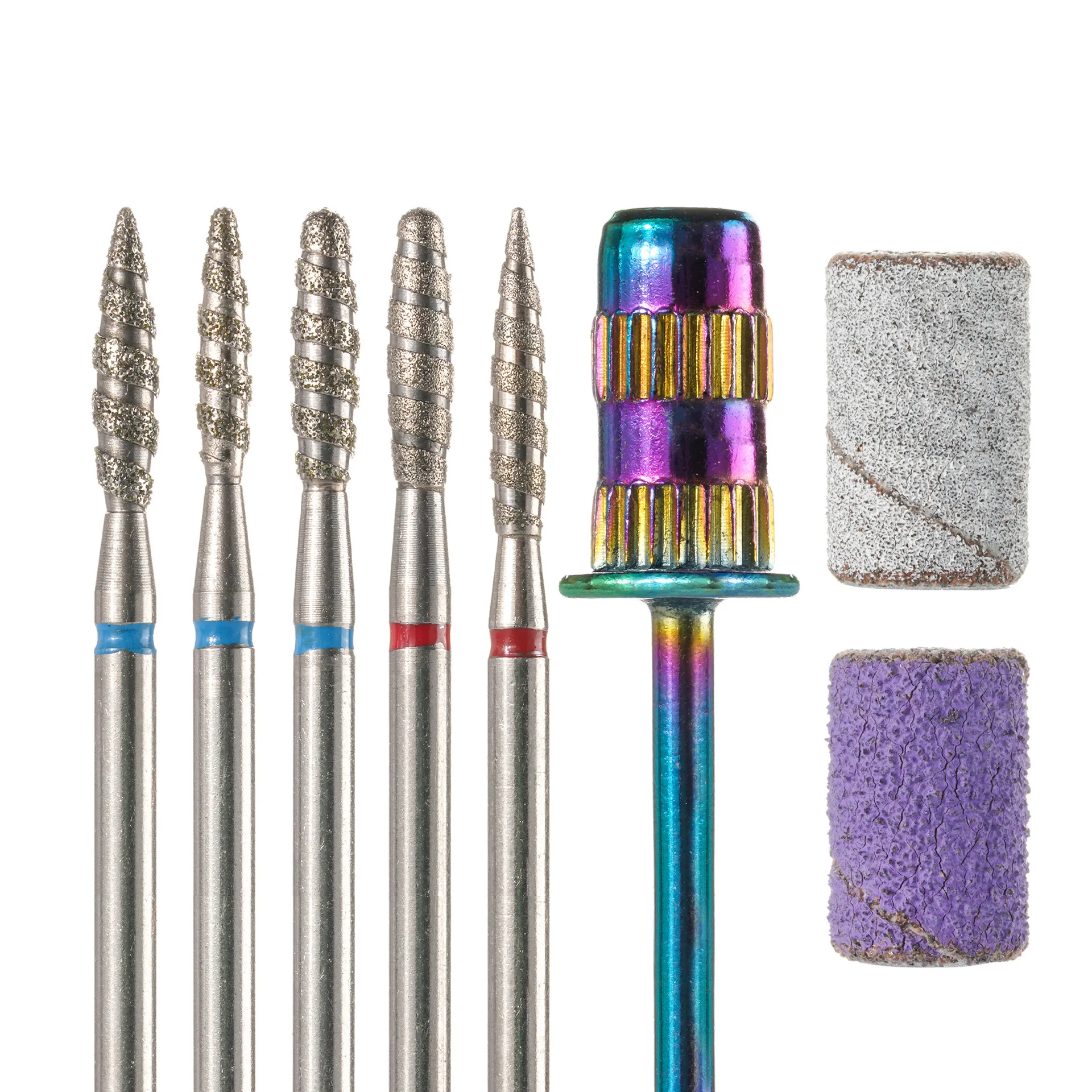 6-teiliges Nagelbohrer-Bit-Set – Schleifbandhalter für Nagelbohrer, Maniküre- und Pediküre-Werkzeugset, 3/32 Zoll Schaft