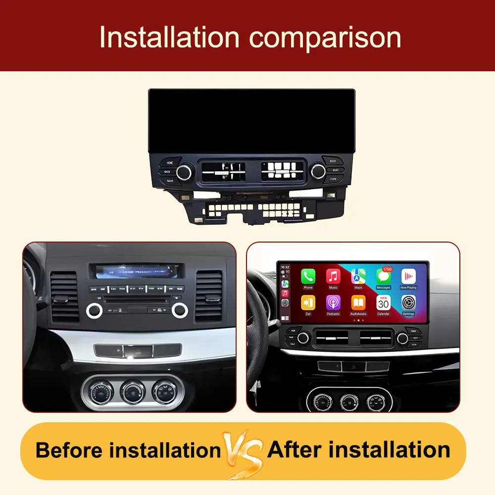 LHD For Mitsubishi Lancer EX 2010-2017 12.3'' Touch Screen Car Multimedia Autoradio Wireless Carplay Auto Android 16 GPS Player