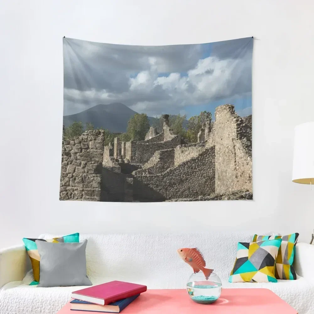 Гора Vesuvius Volcano, Towing Over the Pompeii Ruins Гобелен Украшения дома Милый декор комнаты Украшения комнаты Гобелен