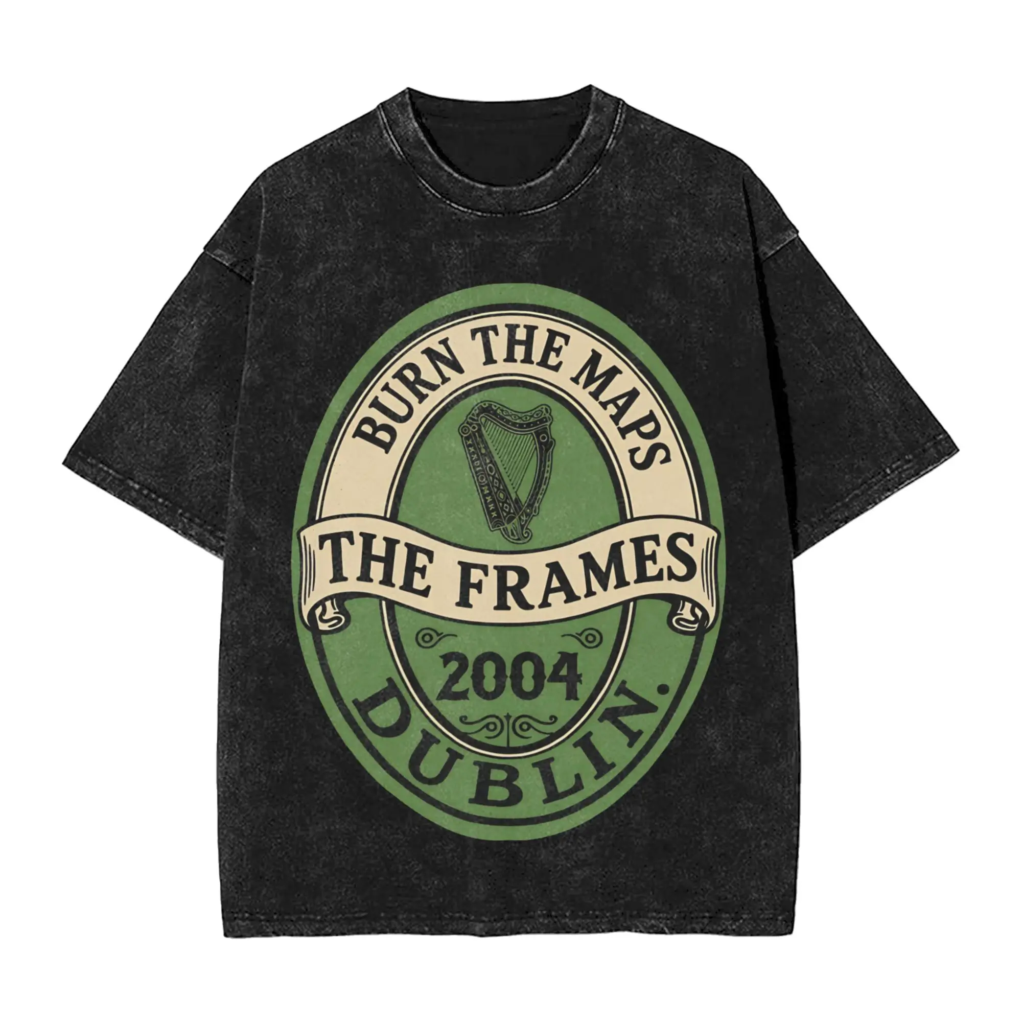 The Frames - Burn The Maps  Washed T Shirt Streetwear Hip Hop Fashion T-Shirt  Tee Shirt Men Women Cotton Oversize