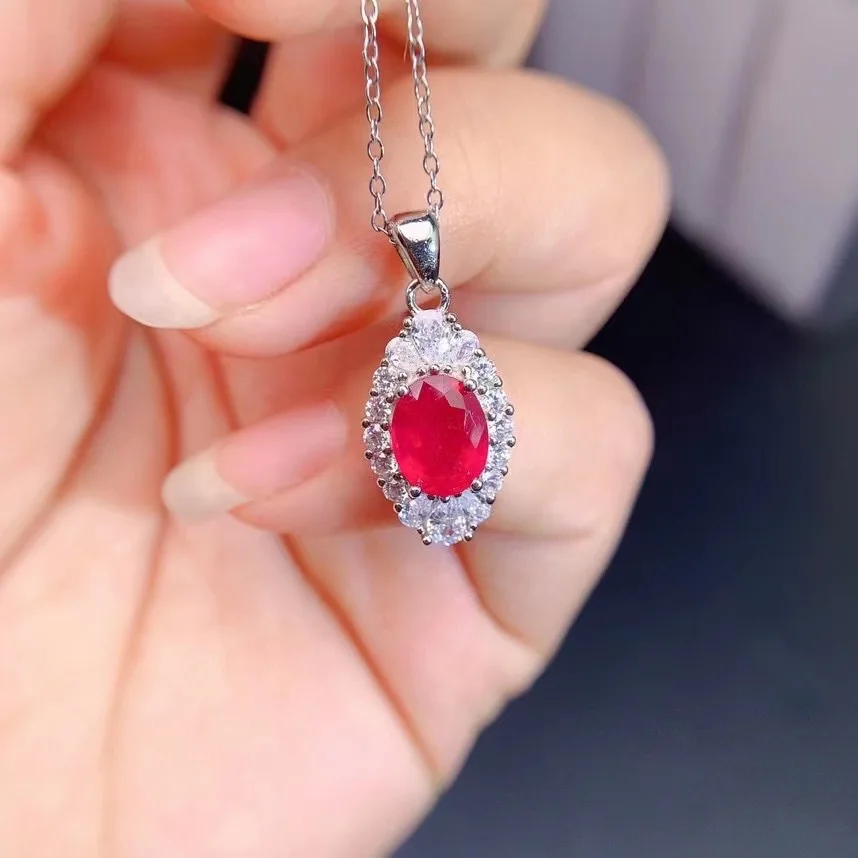 New ruby pendant, new burned ruby, 925 silver pendant, everyday wear