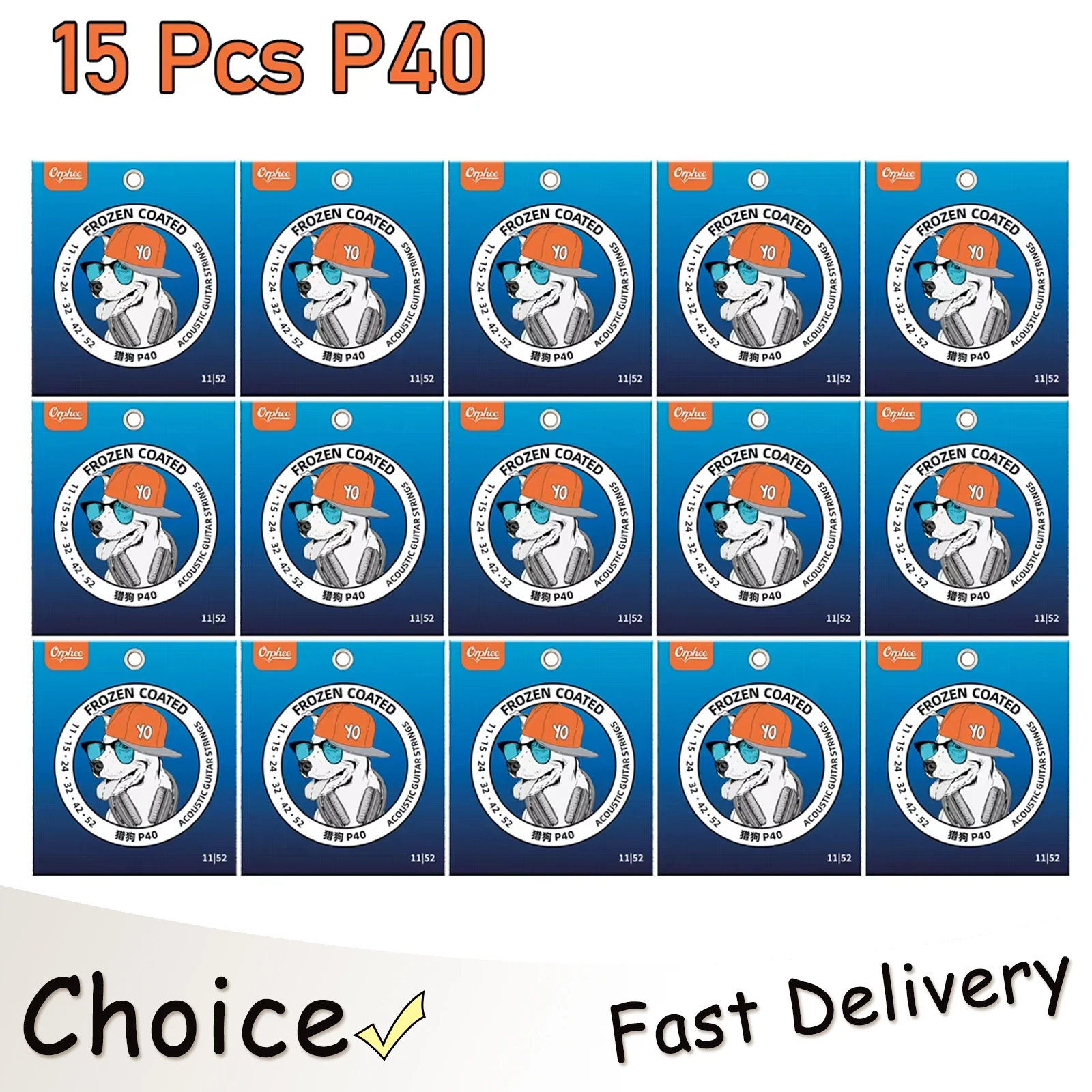 

15 шт. струн для акустической гитары Orphee P40, высококачественная углеродистая сталь, шестигранное сердечник, никелированное покрытие, струны для фолк-гитары, аксессуары для гитары