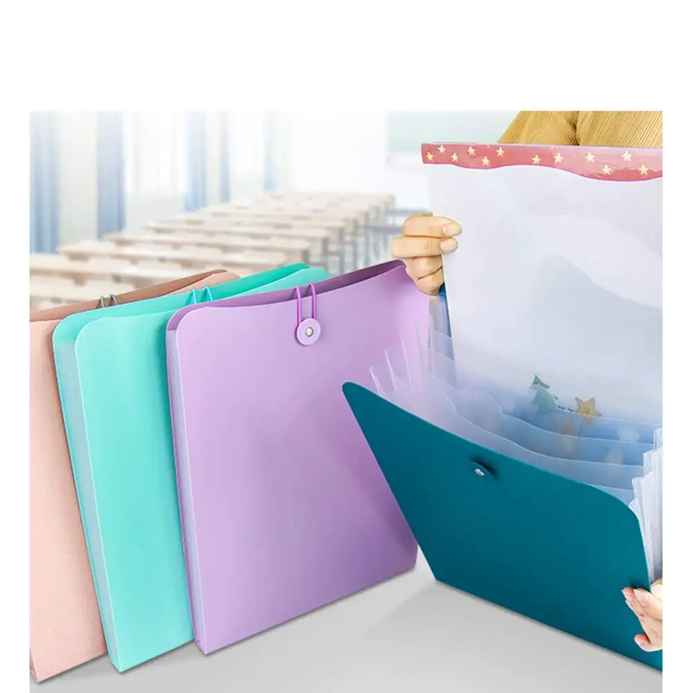 Vertical Expanding Accordion Folder with 7 Pockets Paperwork Organizer Document Wallet Business Briefcase Elastic Button Closure