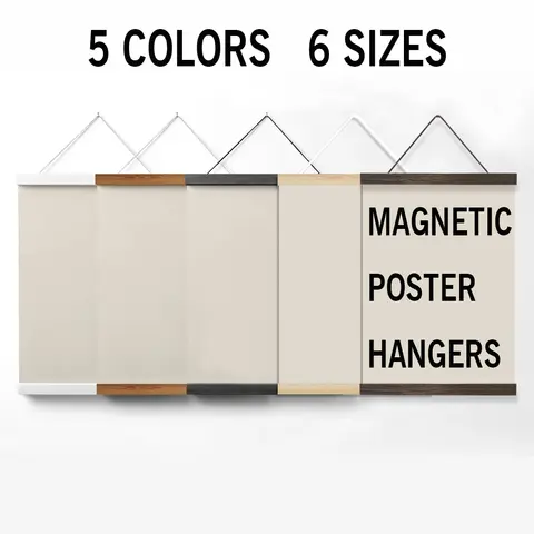 1PC Magnetic Wooden Poster Hanger Frames 5Colors Photos Wall Art Canvas Print Painting Teak Pine Wood Living Room Home Decor