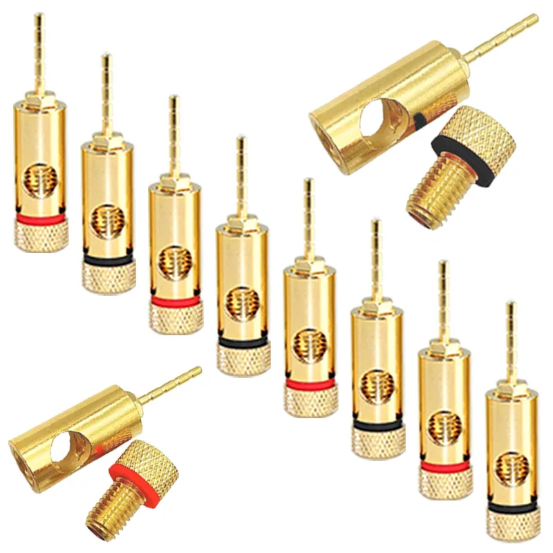 

2Pcs Gold-plated 2mm Banana Plug Solder-free Connector with Screw Locking Terminal Hi-Fi Speaker Audio Adapter Banana Male Plugs