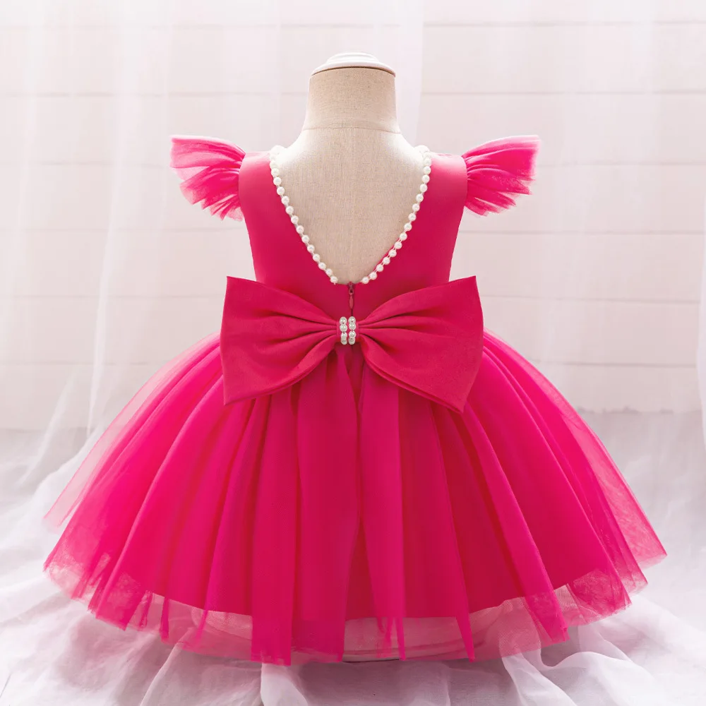 

Baby Toddler Flutter Sleeves V Backless Flower Girl Birthday Party Formal Pagenat Photography Dress