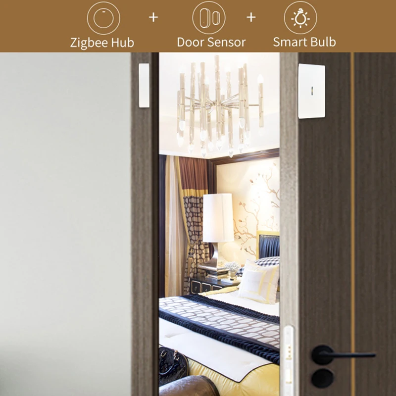 ZigBee Tuya inteligentne drzwi/czujnik na okno Alarm, detektor otwierania/zamykania drzwi, kompatybilny z Alexa,Ewelink Hub.