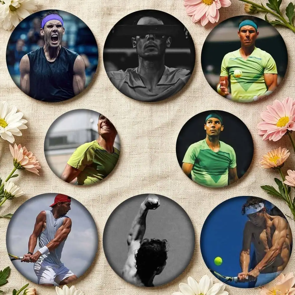 

Rafael Nadal Tennis 25 32 44 58 75mm Badges Personalized Round Brooches Pins Accessory Gift