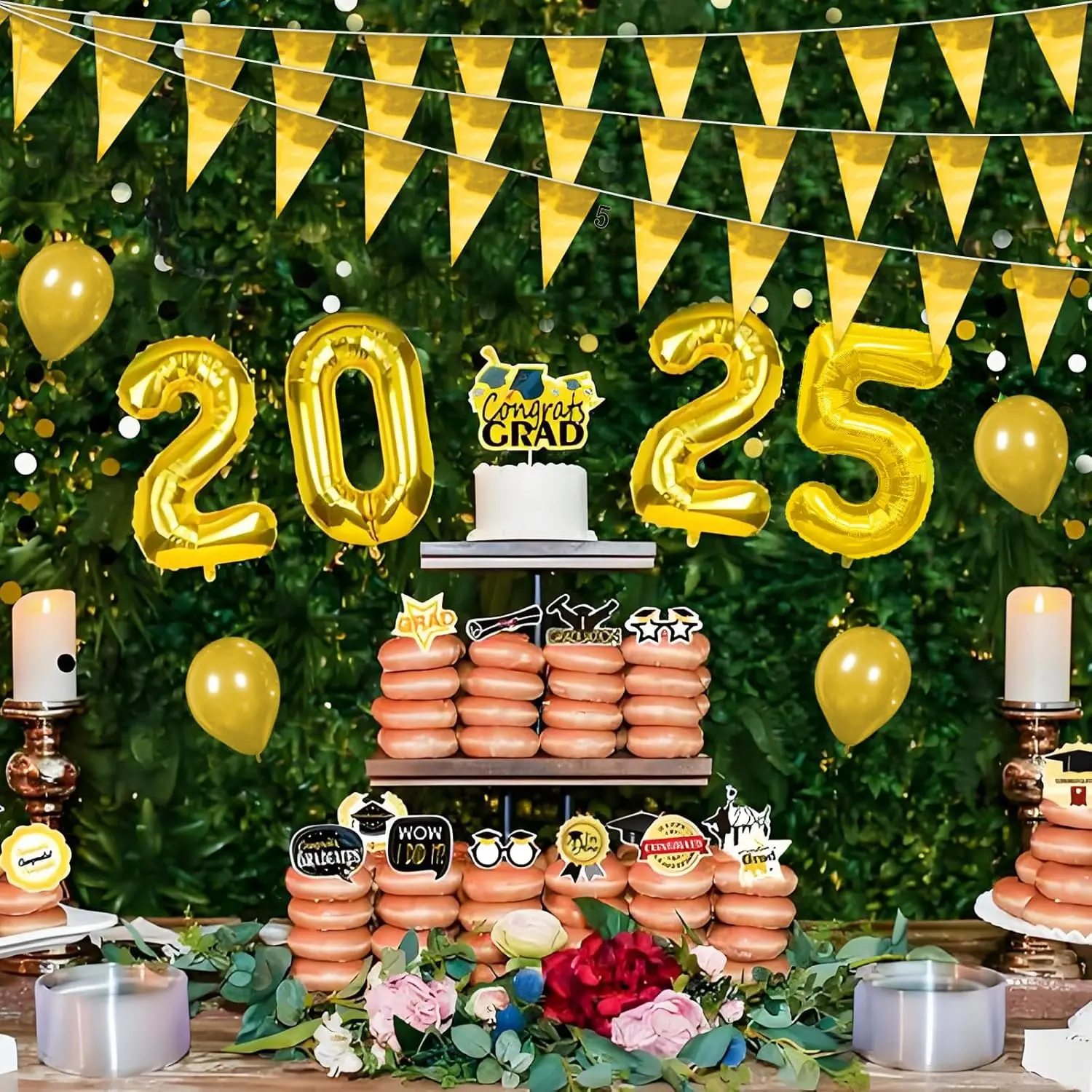 32,8 Fuß goldenes Glitzer-Wimpelbanner – metallische Dreiecks-Wimpelkette für Hochzeit, Geburtstag, Weihnachtsfeier-Dekoration, wiederverwendbare Girlande – Detail 5