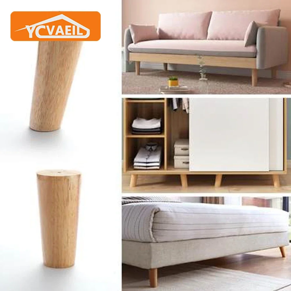 1pcs Solid Wood Legs for Furniture Replacement Straight Feet Cabinet Bed Sofa Dressing Table Chair Coffee Desk Inclined Foot