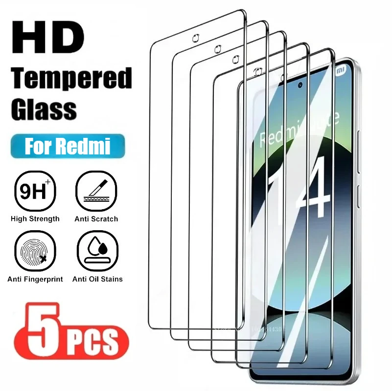 

5Pcs Ultra HD Screen Protector For Redmi Note 14 5G 13 12 11 Pro 14S 12S 11S St Tempered Glass For Redmi 14C 13 13C 12C 10A 9A T