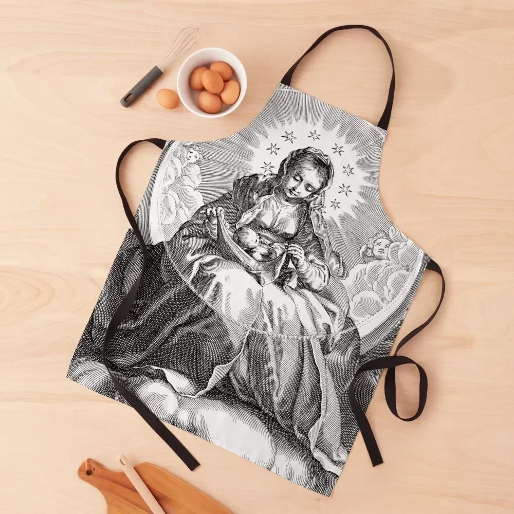 

Virgin Mary Portrait. Apron with personal logo waiter Apron