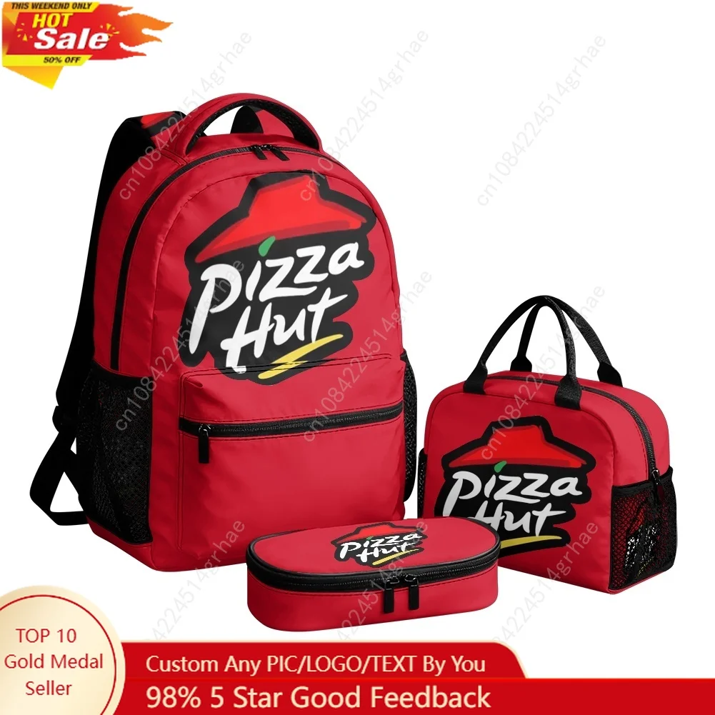 Pizza H-Huts Custom Leisure All-Over Print 3-Piece Backpack Set (Includes Backpack, Lunch Bag, and Pencil Case)