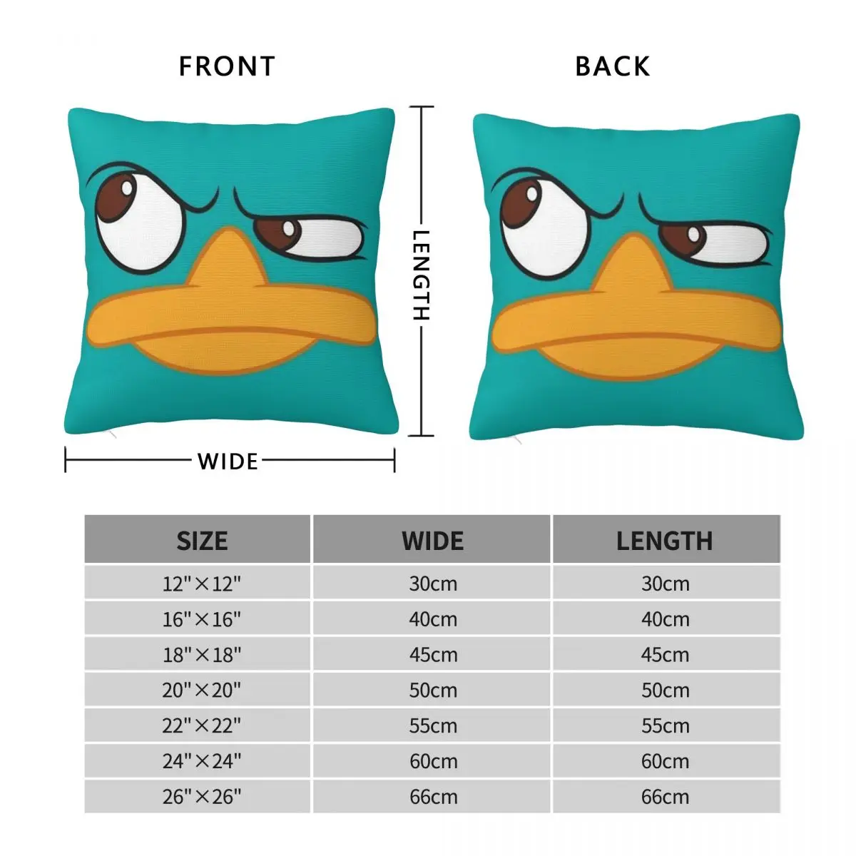Phineas And Ferb Perry The Platypus Square Pillowcase Polyester Linen Velvet Pattern Decorative Throw Pillow Home Cushion Cover