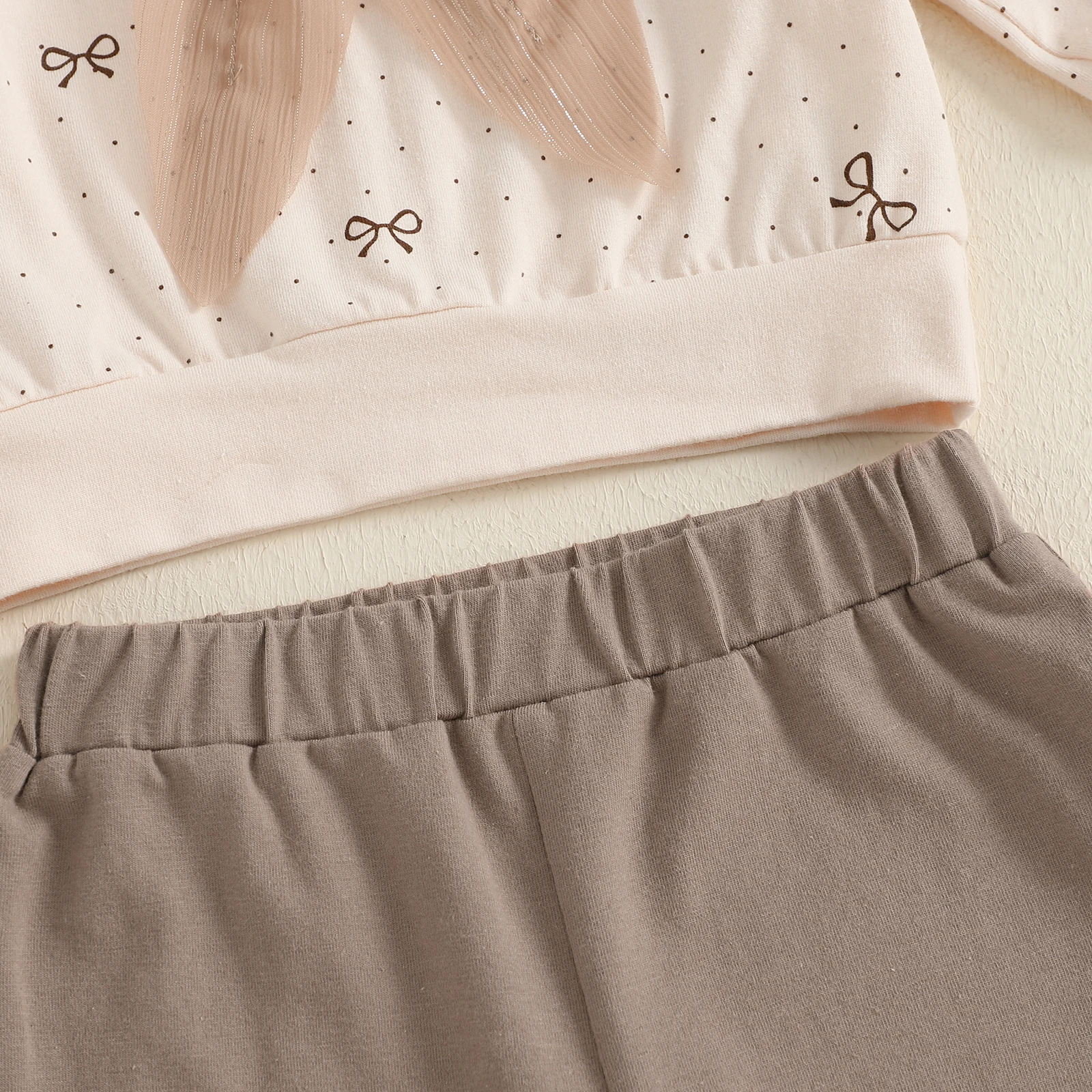 Citgeett الخريف الاطفال طفل فتاة الخريف وتتسابق القوس طباعة طويلة الأكمام البلوز مرونة الخصر الصلبة السراويل الملابس مجموعة