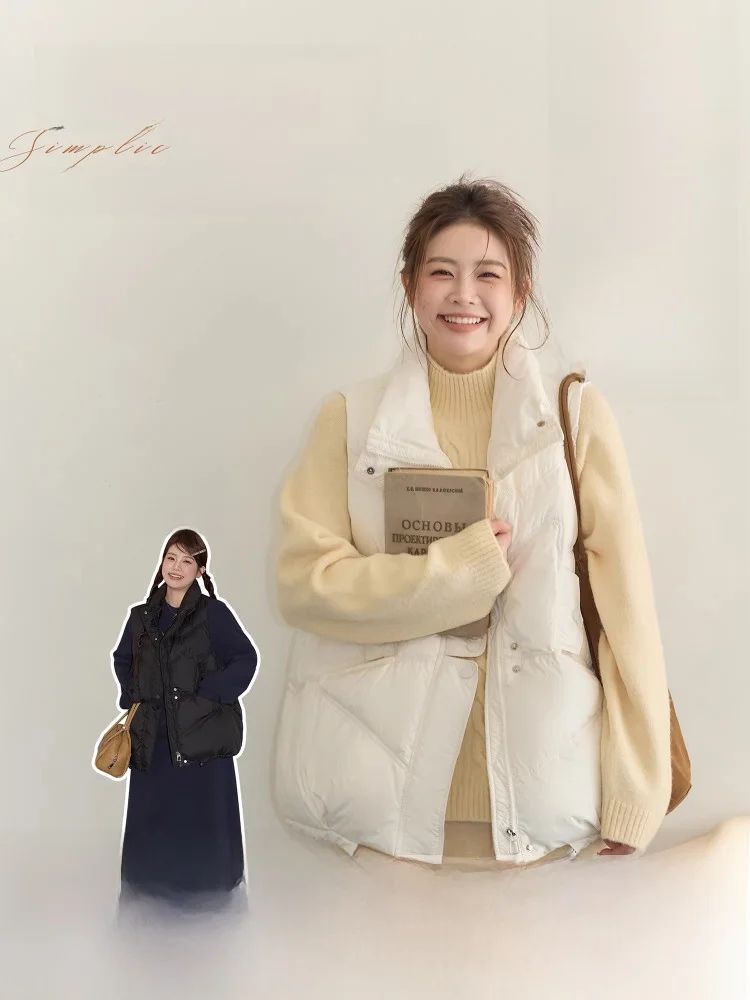 

Теплый женский пуховый жилет Jaet, белый жилет с перьями Du, модное корейское пальто для поездок на работу, ветровое пальто для женщин