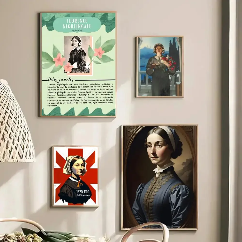 Florence Nightingale Movie Biographica Poster Self-adhesive Advanced Aesthetic Printing Paper Wall for Living Room Home Decor