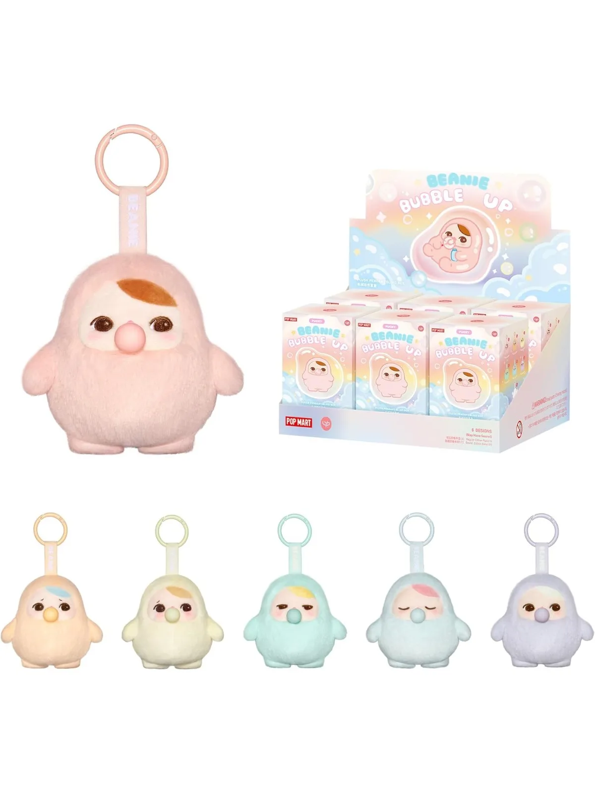 

100% Authentic POPMART PUCKY Beanie Bubble UP PlushPendant 6PC Blind BoxFigures Random DesignToys Collectible Home DecorGift Set