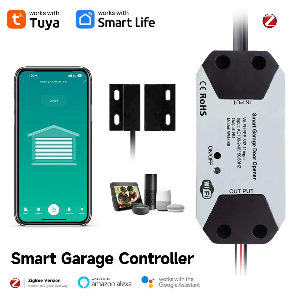 Tuya Zigbee Smart Garage Door Opener Controller automatico per porta Wrok con Smart Life Alexa e Google Home APP Controllo vocale
