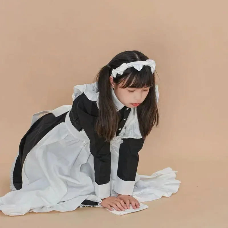 Anime langes Kleid Französisches Gericht Dienstmädchen Kleid Lolita Cosplay Kostüm Frauen Mädchen Kleid Weihnachten Halloween Karneval Party Geschenke oi5789