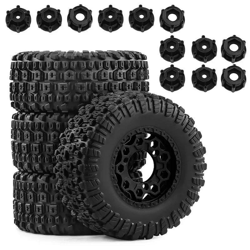 

1/10 Short Course Truck Wheel & Tire Set with Multi-Hex Adapters (12mm/14mm/17mm) - for ARRMA Senton/TRX Slash RC Car