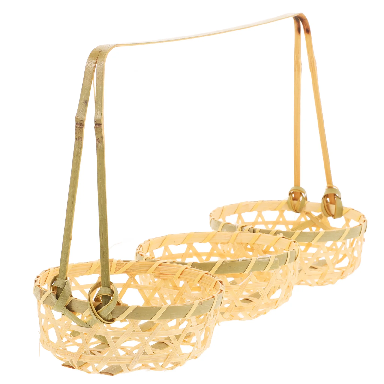 

1pcs Bamboo Woven Basket For Snacks Fruit Storage Handmade Kitchen Organizer Decorative Tray Multipurpose Serving Holder