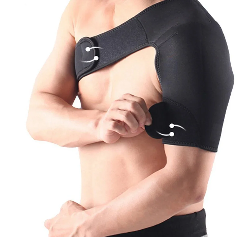Picture 4: 1Pcs Adjustable Gym Sports Care Single Shoulder Support Back Brace Guard Strap Wrap Belt Band Pads Black Bandage Men & Women