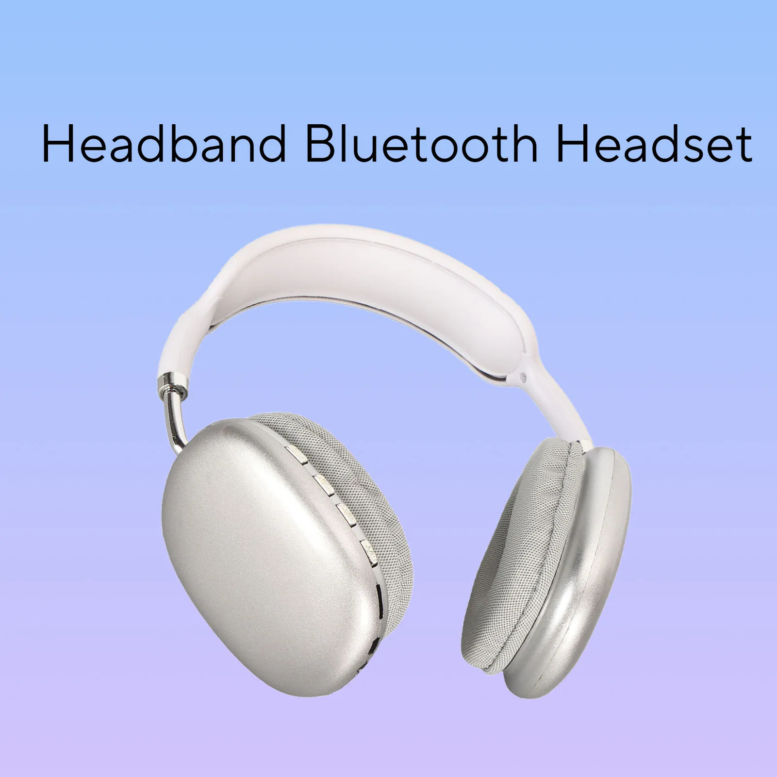 Bluetooth Headphone HiFi Deep Bass Built in Mic Support Memory Card Wireless Headset for Running Travel White