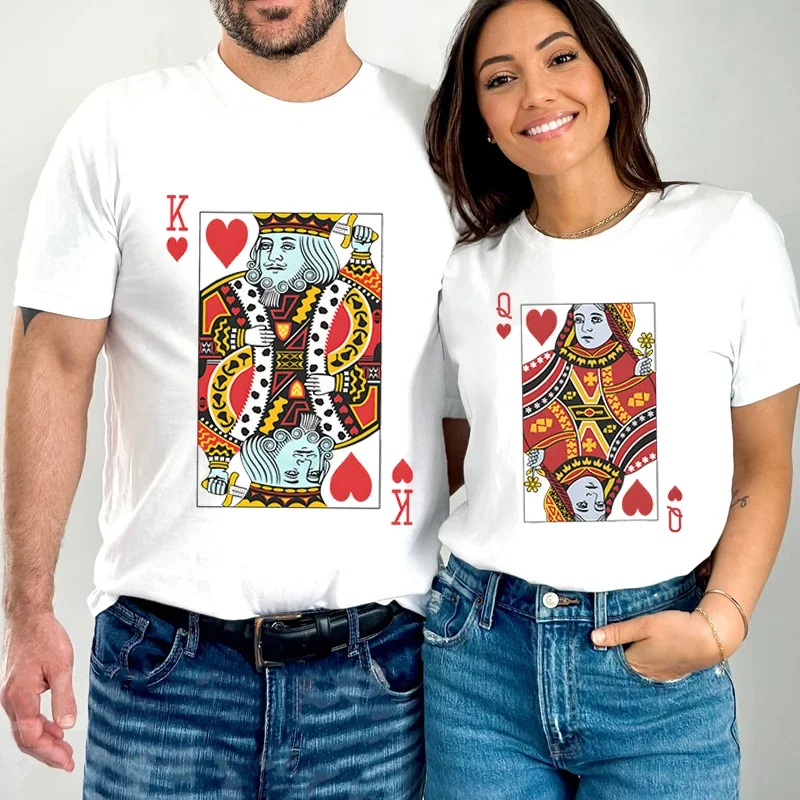 Playeras Gráficas para Mujer, Camisetas Y2K, Camisetas para Parejas, Moda Y2K, Camisetas Divertidas de Rey y Reina, Camisetas Harajuku para Novio y Novia 439