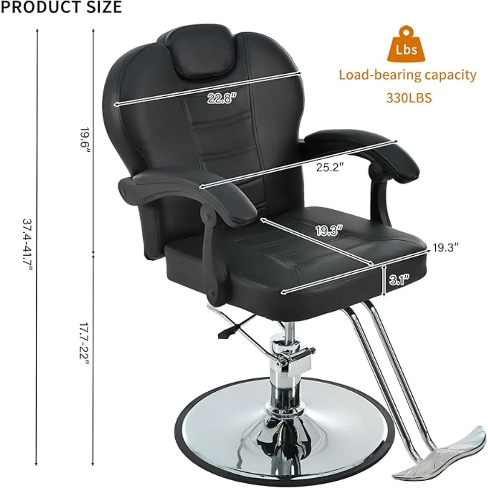 Recliner Barber Chair for Salon with 20% Extra Wider Seat and Heavy Duty Hydraulic Pump, Upgraded Salon Beauty Equipment