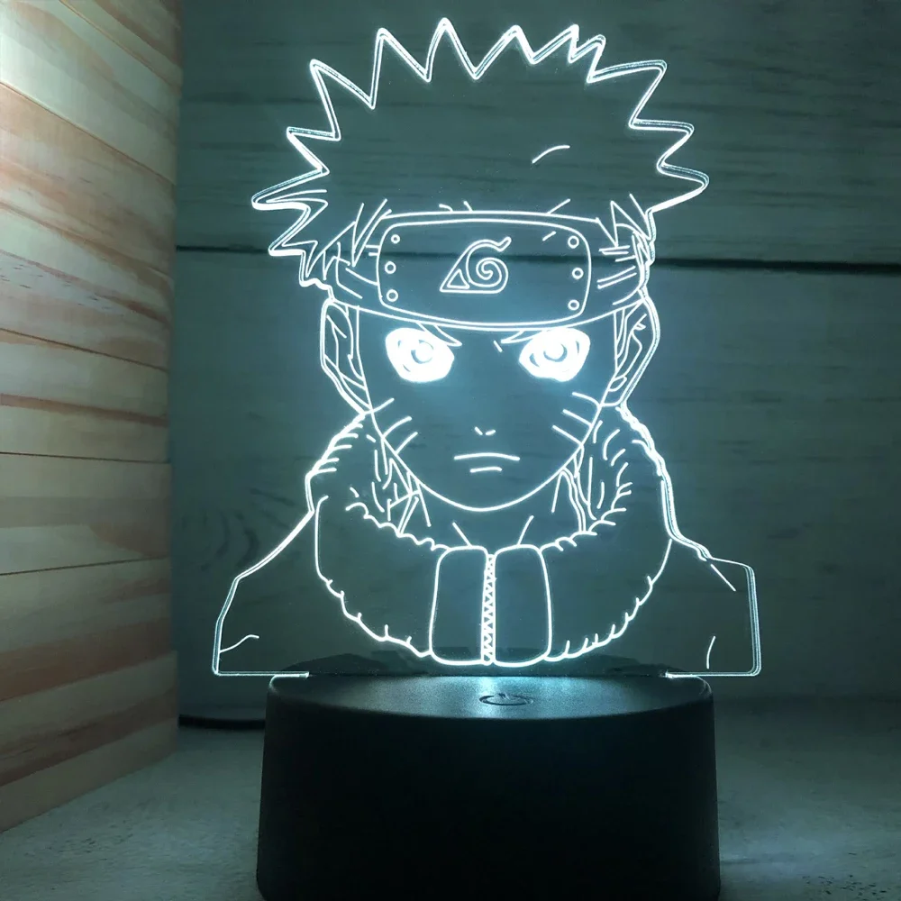 Anime Naruto Sasuke Cartoon 3D Night Light Fashion Bedroom Bedside Lamp Ambient Light Desktop Ornament Christmas Gift