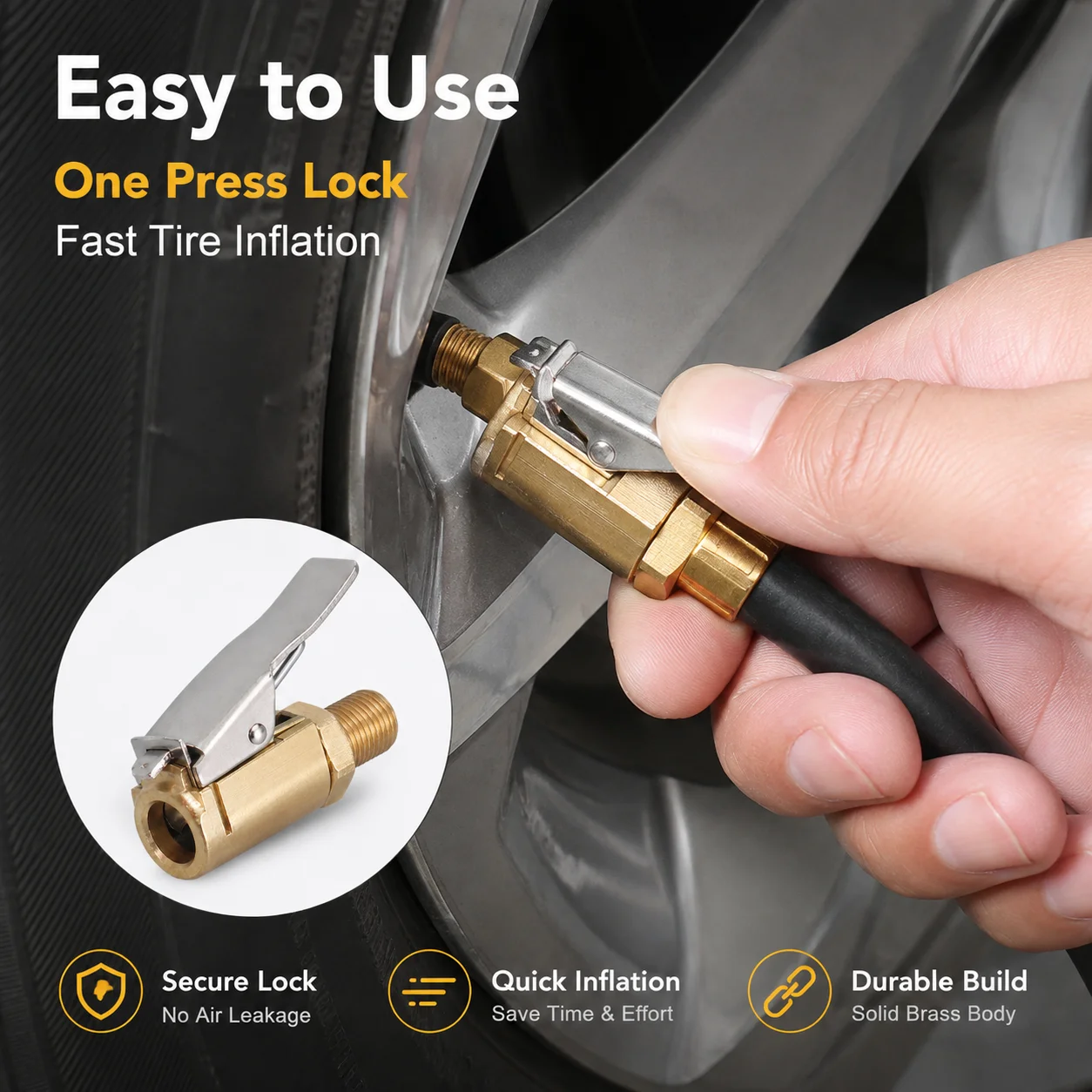 Tire Pump Nozzle, Quick Connector Air Pump Thread Adapter, Car Tire Inflator Compressor Valve Adapter for Auto Tire Inflation