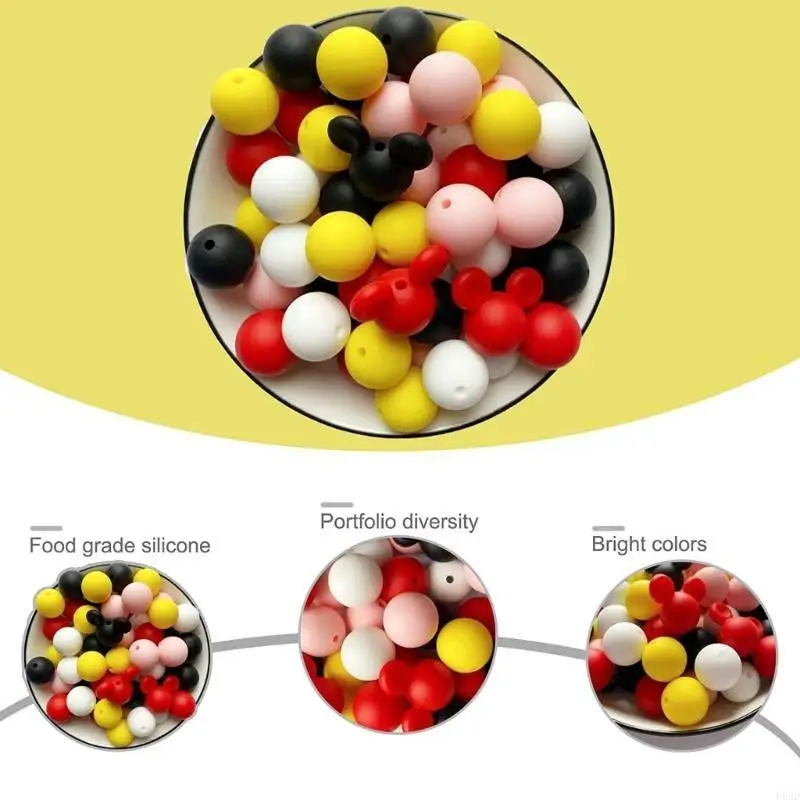 F62D Silicone Loose Contas para Keychain DIY Silicone Beds redondo contas silicone