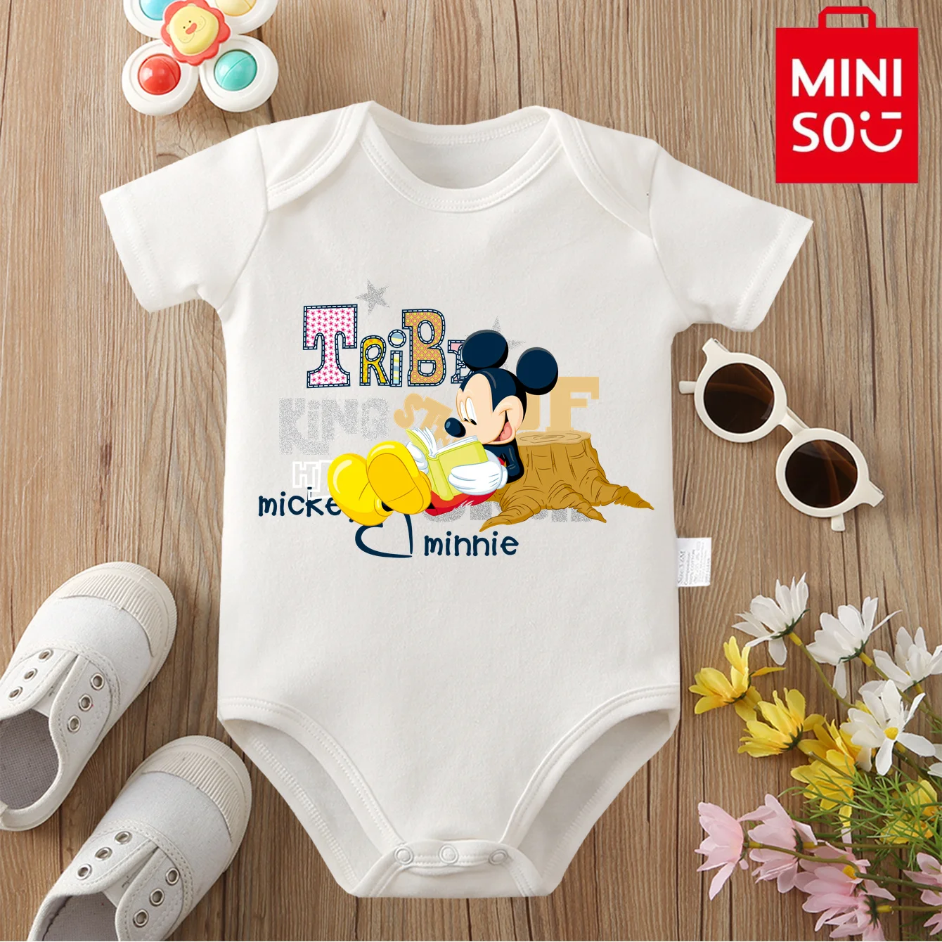 

Mickey Mouse MINISO Pure Cotton Baby Clothe Onesie Bodysuit Cute Cartoon Print for 0 To 12 Months Newborn