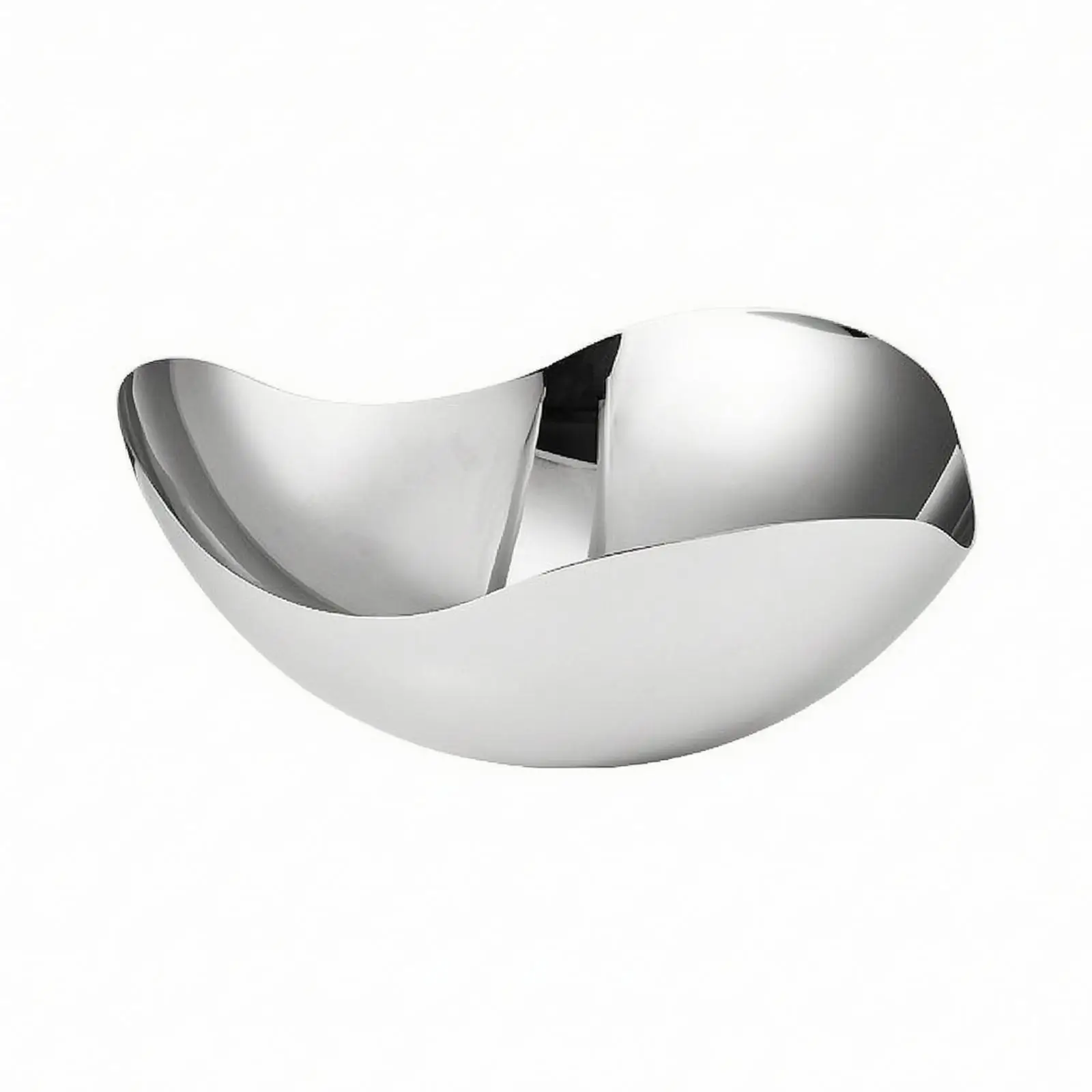 Triangular Stainless Steel Fruit Bowl Multipurpose Open-Design Fruit Bowl with Undulating Rim Elegant Sturdy