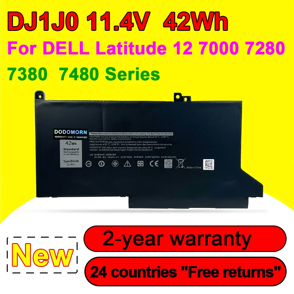 

New DJ1J0 Battery For DELL Latitude 12 7000 7280 7380 7480 Series PGFX4 ONFOH DJ1JO 0NF0H 11.4V 42WH