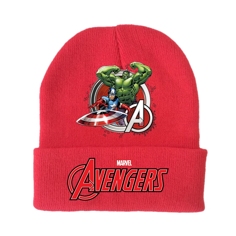 Avengers Children Beanie Captain America Thunder Knitted Hat  Anime Hulk Iron Man Skull Cap Boys Beanies Winter Warm Bonnet Cap