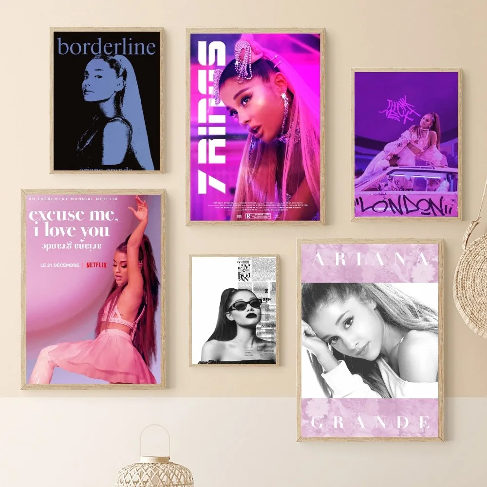 1pc Music Art Poster Ariana Grande Poster Paper Print Home Bedroom Entrance Bar Cafe Art Painting Decoration