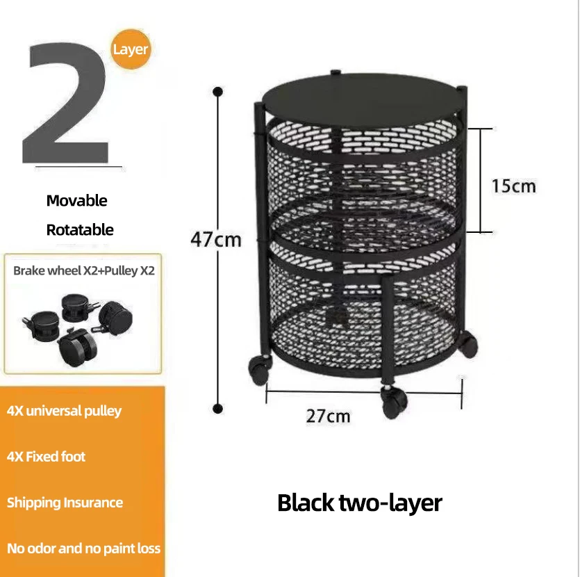 Picture 7: Metal Basket Kitchen Storage Multifunction Rotating Storage Baskets Rack Shelf Cube Fruit Vegetable Organizer with Wheels