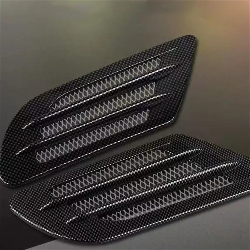 Universal Carbon Fiber Universal Car Hood Scoop Air Intake Fast Flow Vent Decorative Trim Styling 2PCS Exterior Decoration